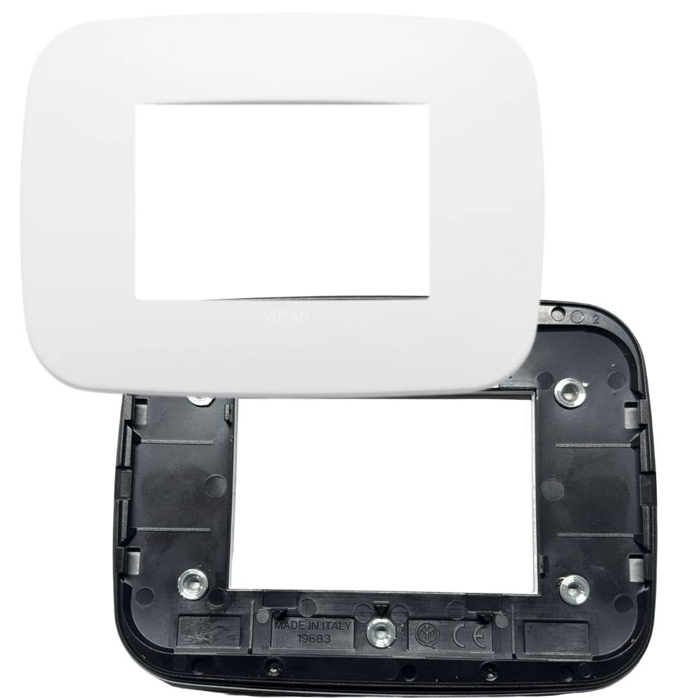 Vimar arkè round 19683.26 placca metallo polar matt 3 moduli