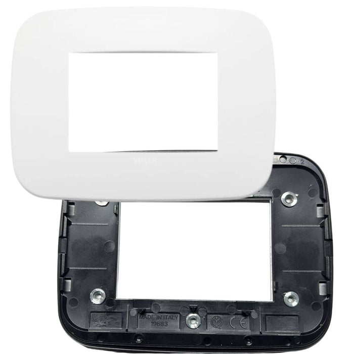 Vimar arkè round 19683.26 placca metallo polar matt 3 moduli