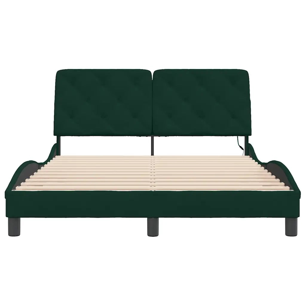 Giroletto con LED senza Materasso Verde Scuro 140x190 cm in Velluto 3213852
