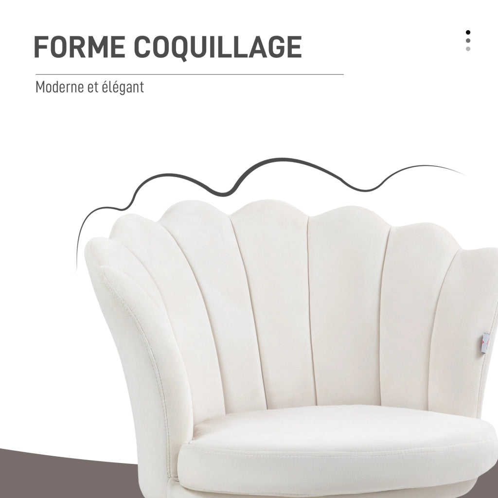 Poltrona in velluto con gambe metallo dorato ¨C Zephmum ¨C Crema