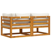 Set Divani da Giardino 2 pz con Cuscini Bianco Crema in Acacia