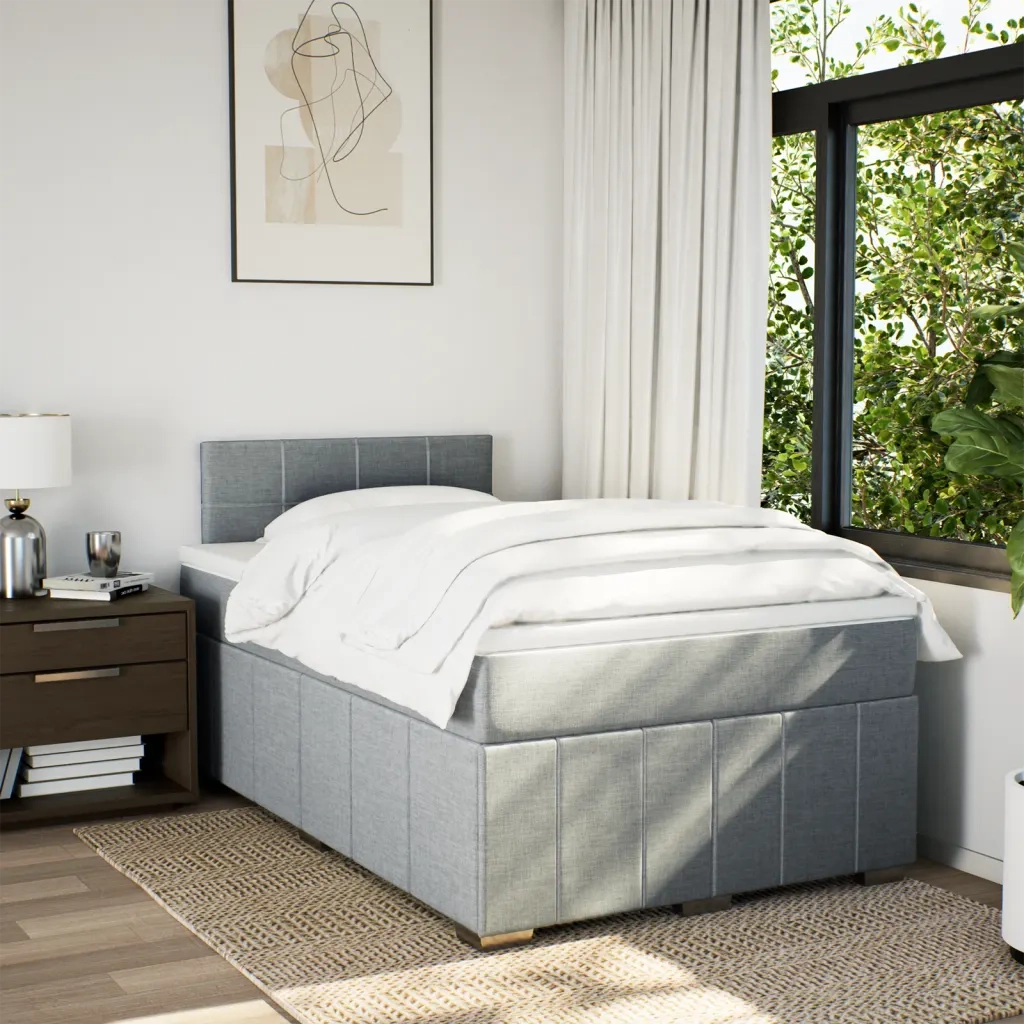 Giroletto a Molle con Materasso Grigio Chiaro 120x190cm Tessuto