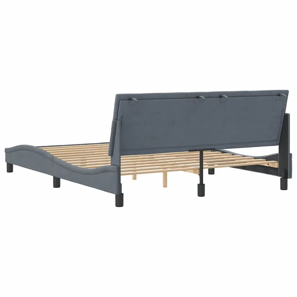 Giroletto senza Materasso Hanko Grigio Scuro 160x200 cm Velluto 3207856