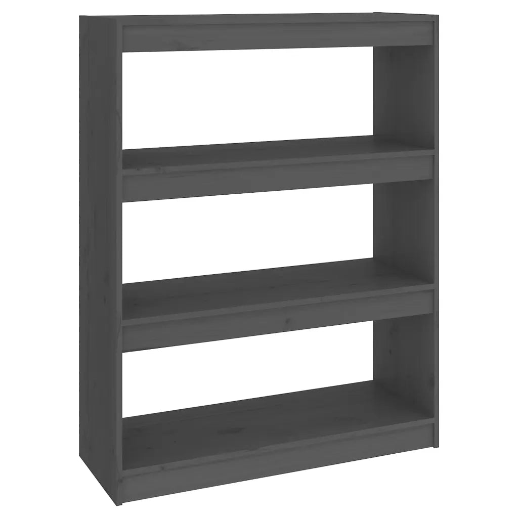 Libreria Divisorio-Scaffale per Libri-Mobile di Stoccaggio Grigio 80x30x103,5 cm in Massello di Pino