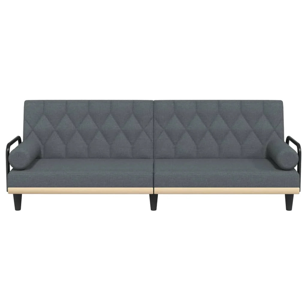 Divano letto con braccioli205 x 89 x 70 cm tessuto grigio scuro 02_0021008