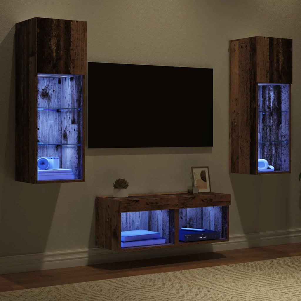Mobiletti TV da Parete 4 pcs Rovere artigianale
