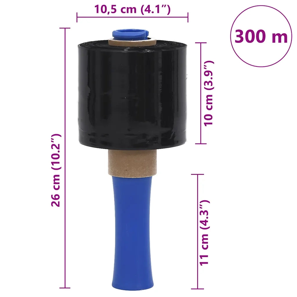 vidaXL Film Estensibili 10 pz Nero 23 μm 10 cm x 300 m