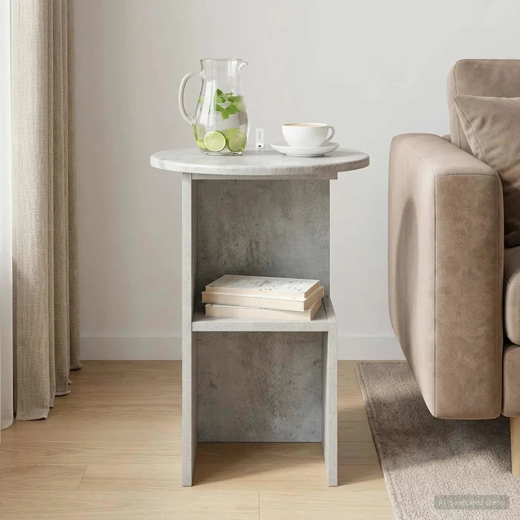 Tavolo laterale Grigio Cemento Ø 39,5 x 55 cm