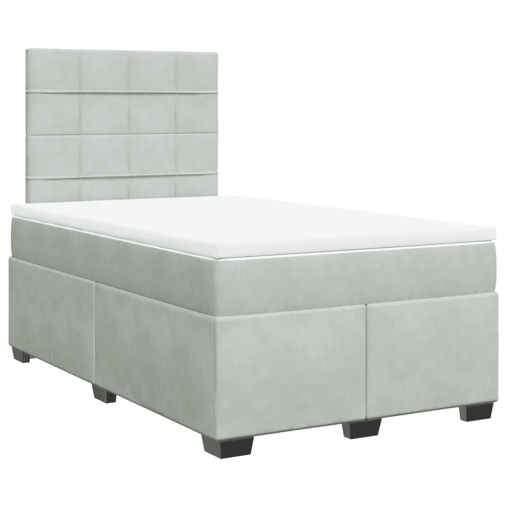 Giroletto a Molle con Materasso Grigio Chiaro 120x200cm Velluto