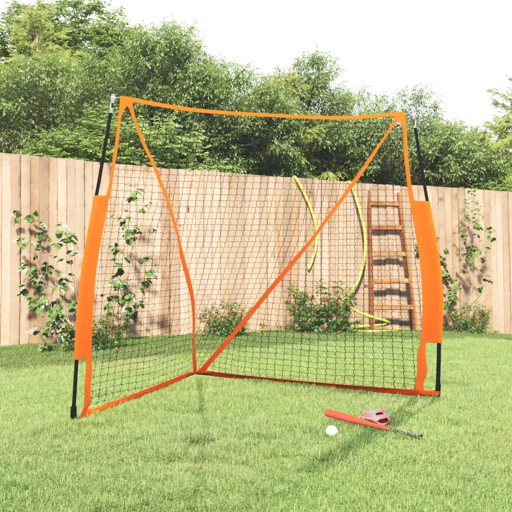 Rete Baseball Arancione e Nera 183x182x183cm Acciaio Poliestere CFW6112009
