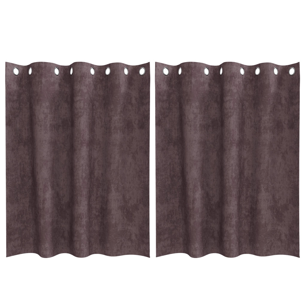 Tende in velluto 2 pz con occhielli marroni 140x140 cm