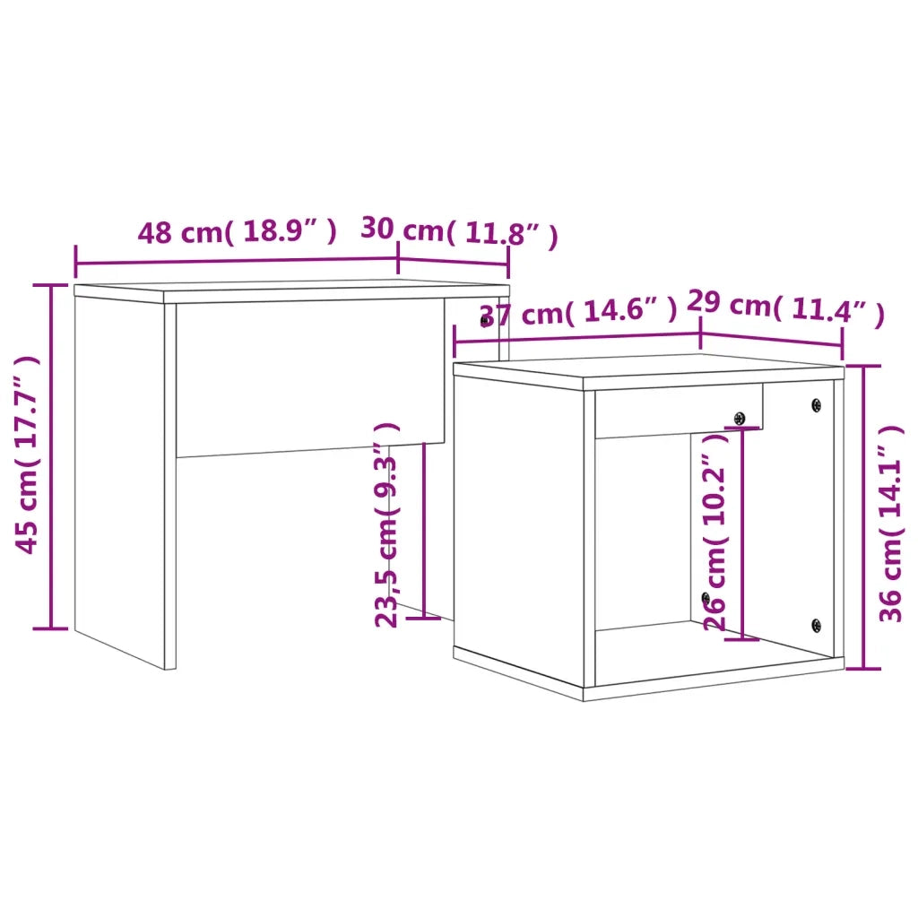 Tavolini Salotto Impilabili 2pz Grigio Sonoma Legno Multistrato 815541