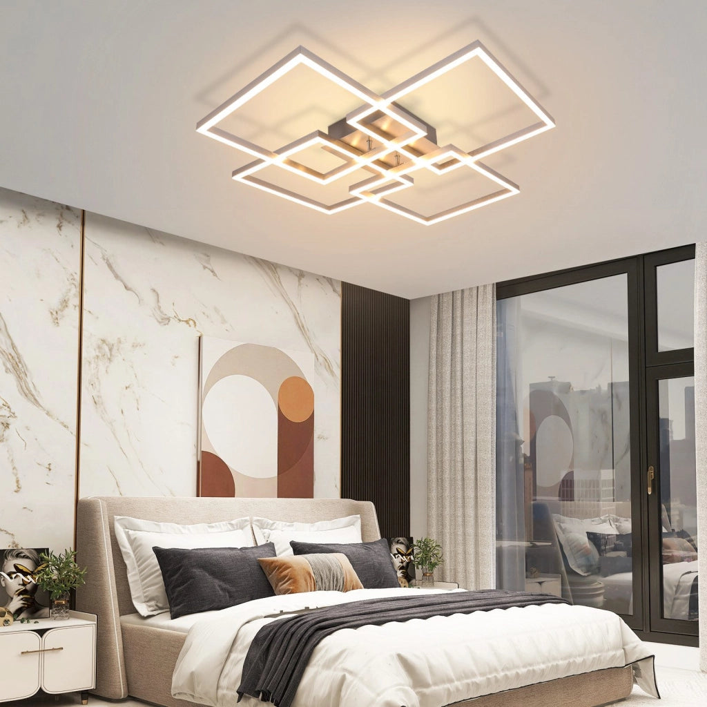 ZMH Lampada da soffitto LED argento rettangolare 72cm 48W dimmerabile per soggiorno