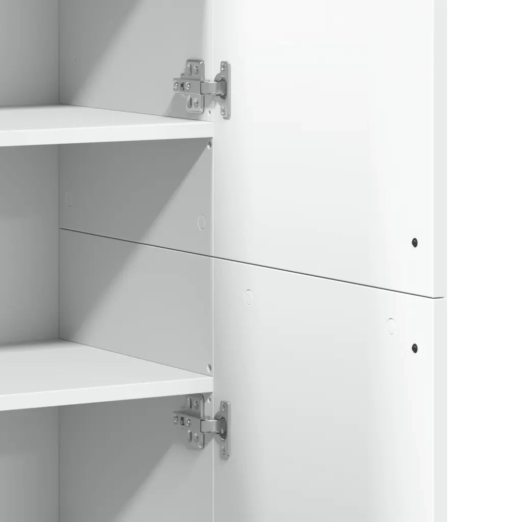 Credenza-Buffet-Armadio da cucina Bianca 80x35x180 cm in Legno Multistrato