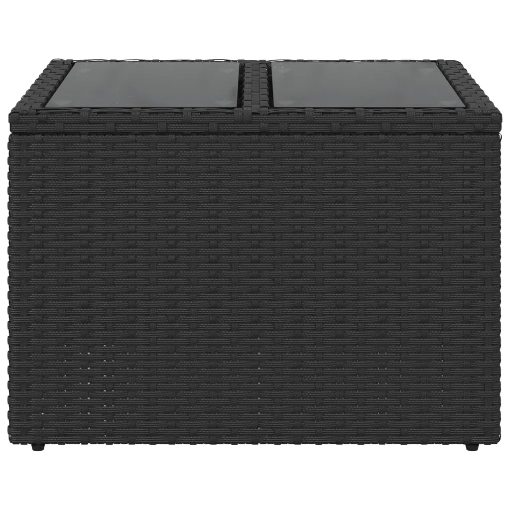 Tavolo da giardino con piano in vetro nero 55x55x37 cm in polyrattan 365969