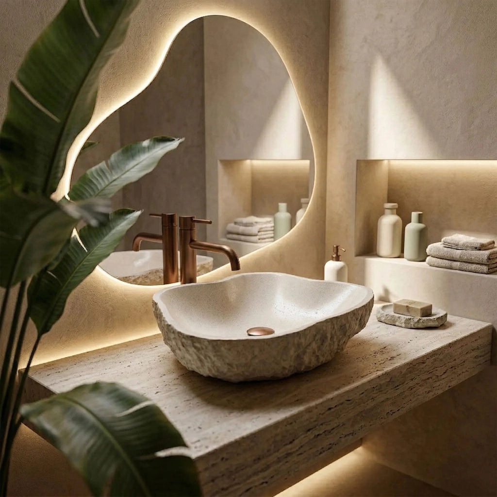 Lavabo Da Appoggio Rea Isla Warm Beige