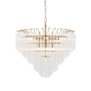 Lampadario Toulouse ottone satinato vetro 12xG9 Endon