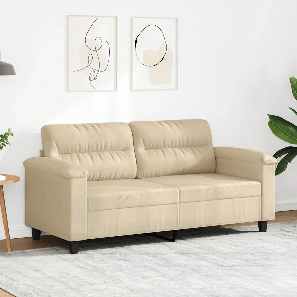 Divano a 2 Posti Crema 140 cm in Tessuto Microfibracod mxl 85412