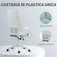 Sedia da Ufficio in Tessuto con Dondolo, Altezza Regolabile e Seduta Girevole, 63x63x117-127 cm, Verde