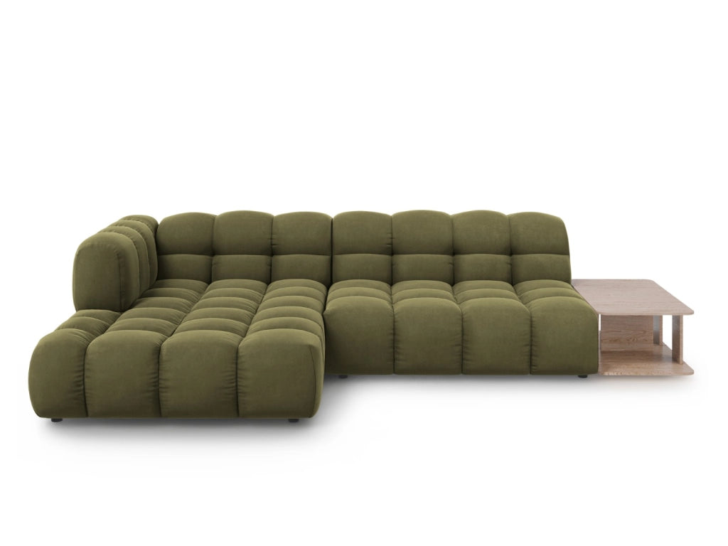 Cosmopolitan Design - Divano angolare modulare sinistro "Sky" 4 posti in velluto verde chiaro 