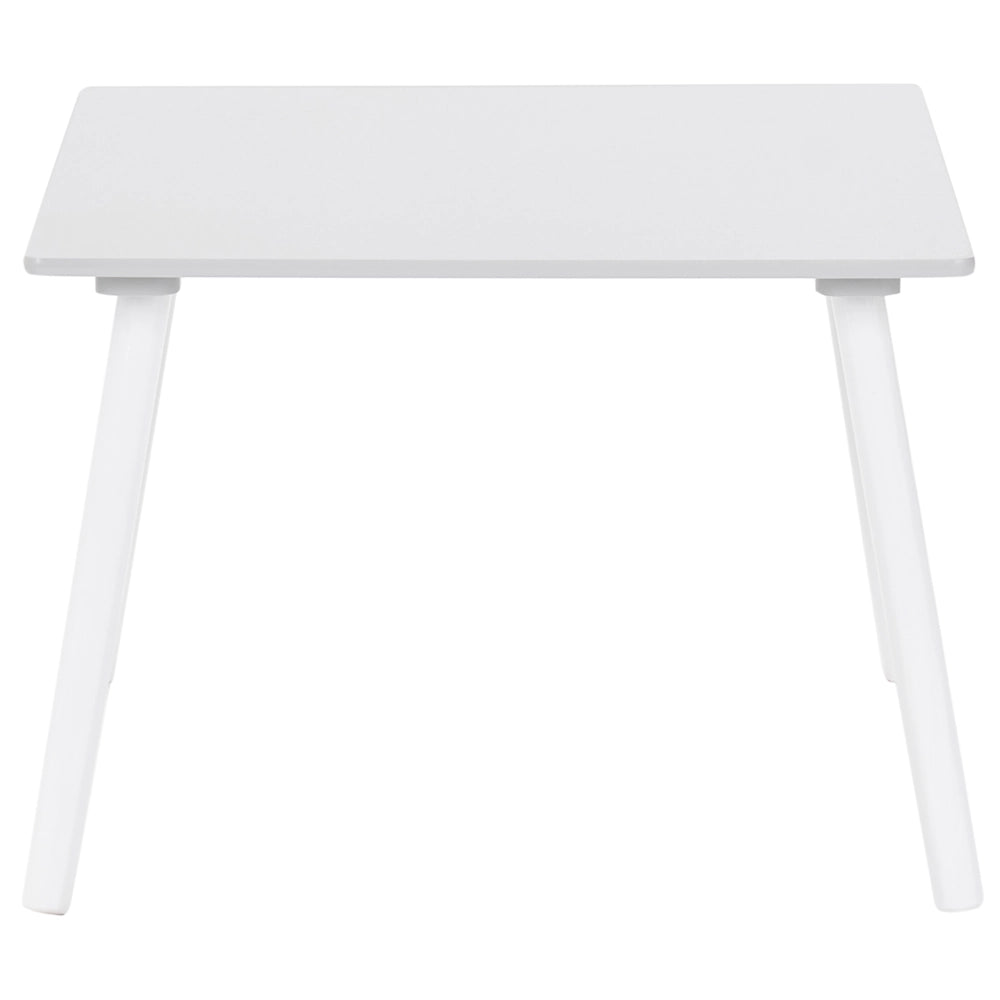 Set Tavolo con Sedie per Bambini 2 Posti in Stile Scandinavo a Tema Animale Bianco in MDF e Gambe in Legno di Pino