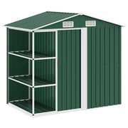 Capanno da Giardino con Scaffali Verde 205x130x183 cm in Ferro cod mxl 63954