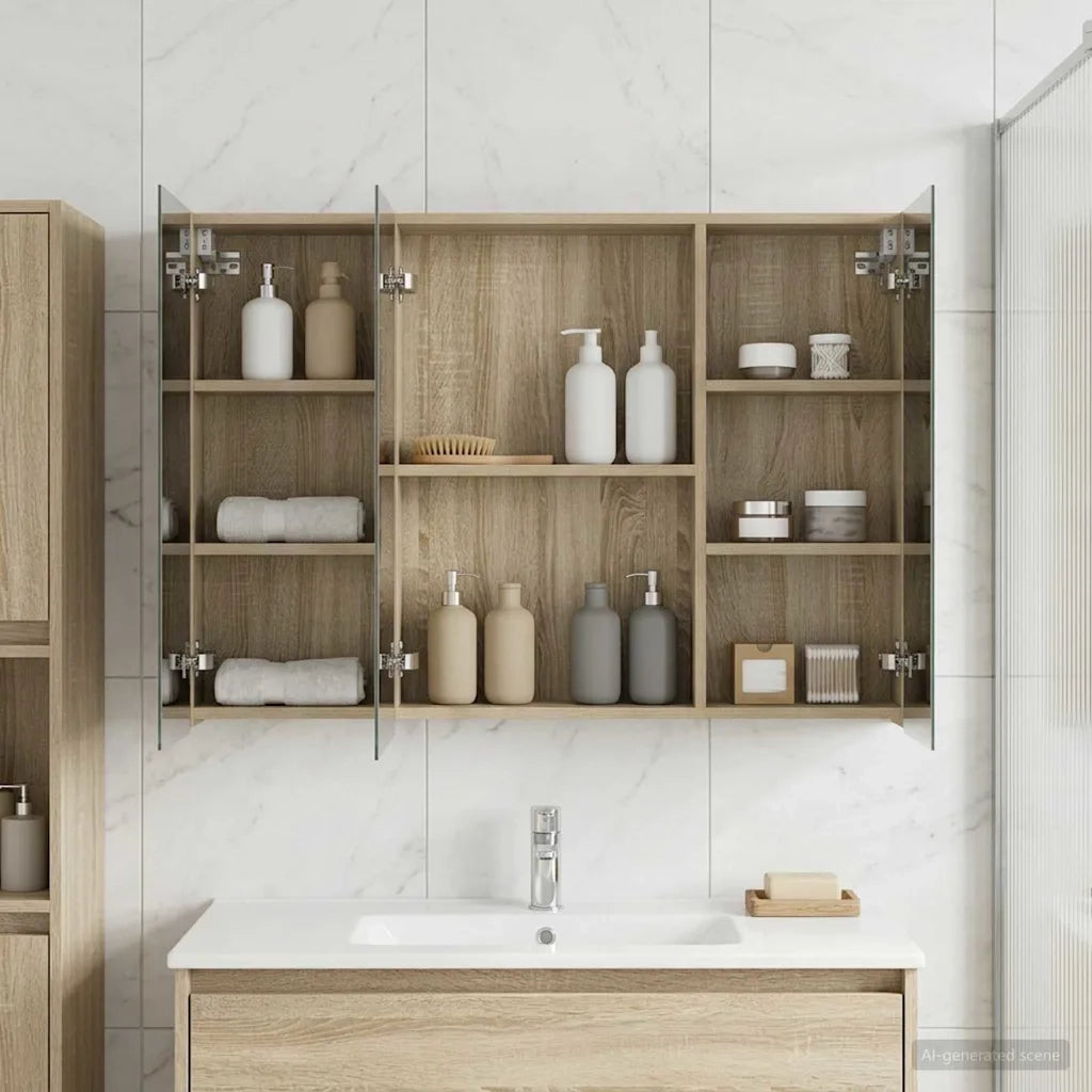 Mobiletto per specchio da bagno con lo scaffale Rovere Sonoma