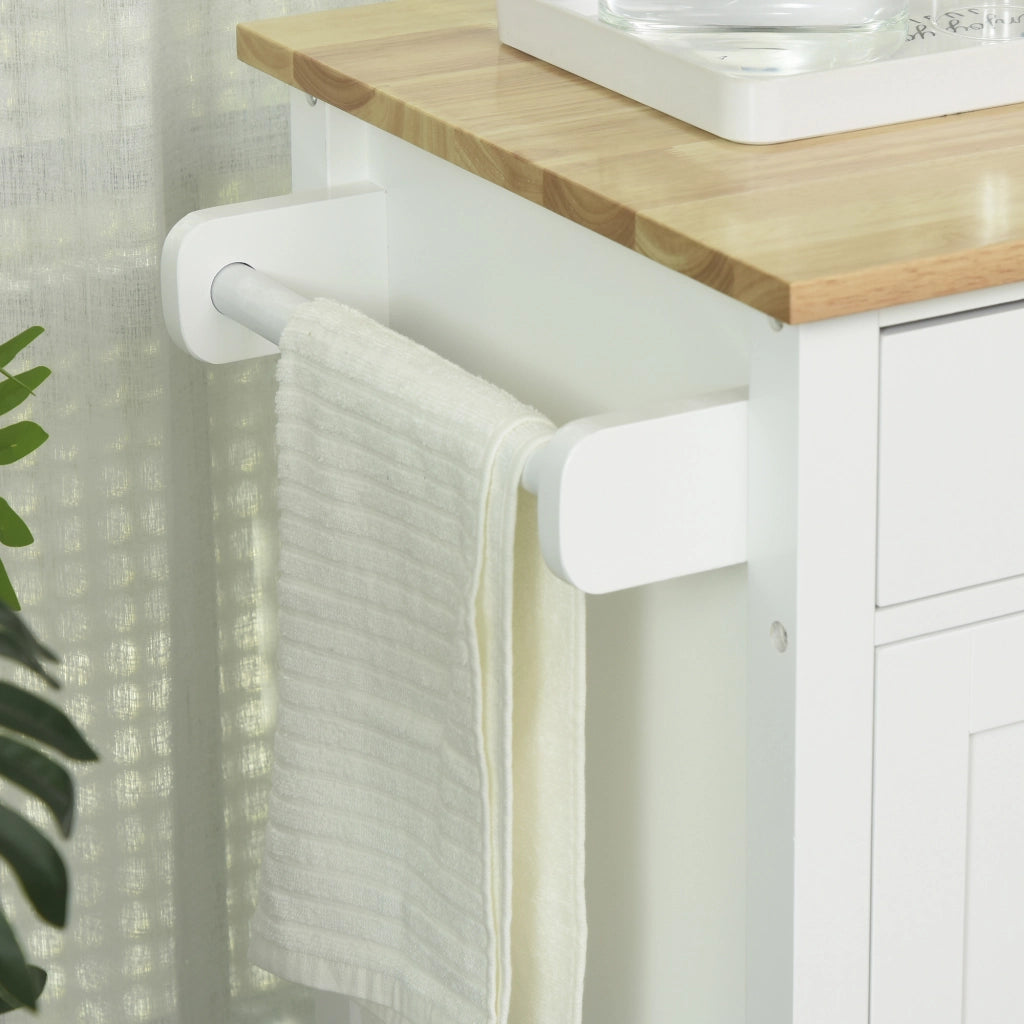 Tavolo da Cucina con Ruote e Cassetto ¨C zephmum ¨C Bianco 107.5x48x89 cm