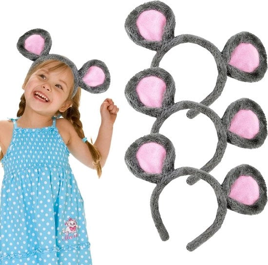 Set di 3 Fasciature per Capelli con Orecchie di Topo e Orso per Adulti e Bambini - Fasciature per Topo e Orso Costumi - Accessorio di Festa Tema