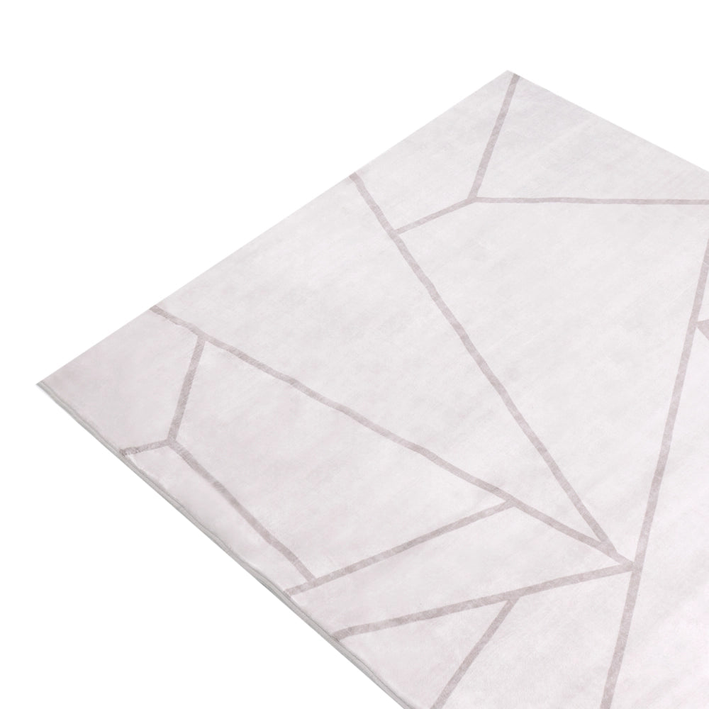 Tappeto beige chiaro in tessuto 140 x 200 cm Motivo geometrico moderno Soggiorno Camera da letto Per riscaldamento a pavimento Fondo antiscivolo