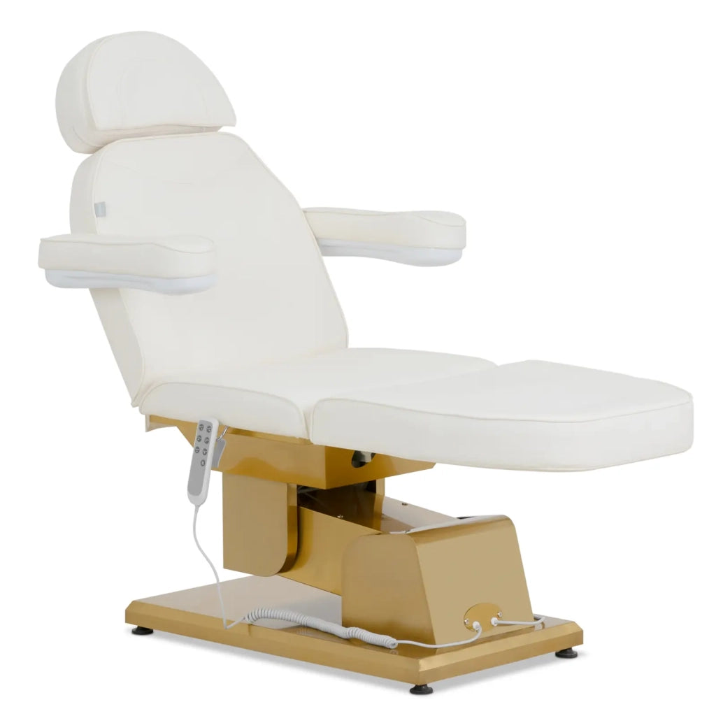 Lettino da massaggio elettrico professionale portata 200 kg riscaldato 3 motori oro e bianco 14_0010000