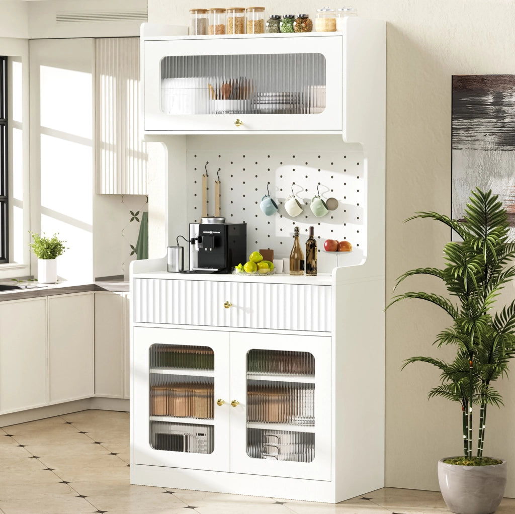 Credenza alta 80x40x180 cm bianca in MDF, ripiani regolabili