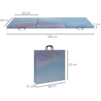 Tappetino da Ginnastica Pieghevole con Maniglie 180x60x5 cm Blu
