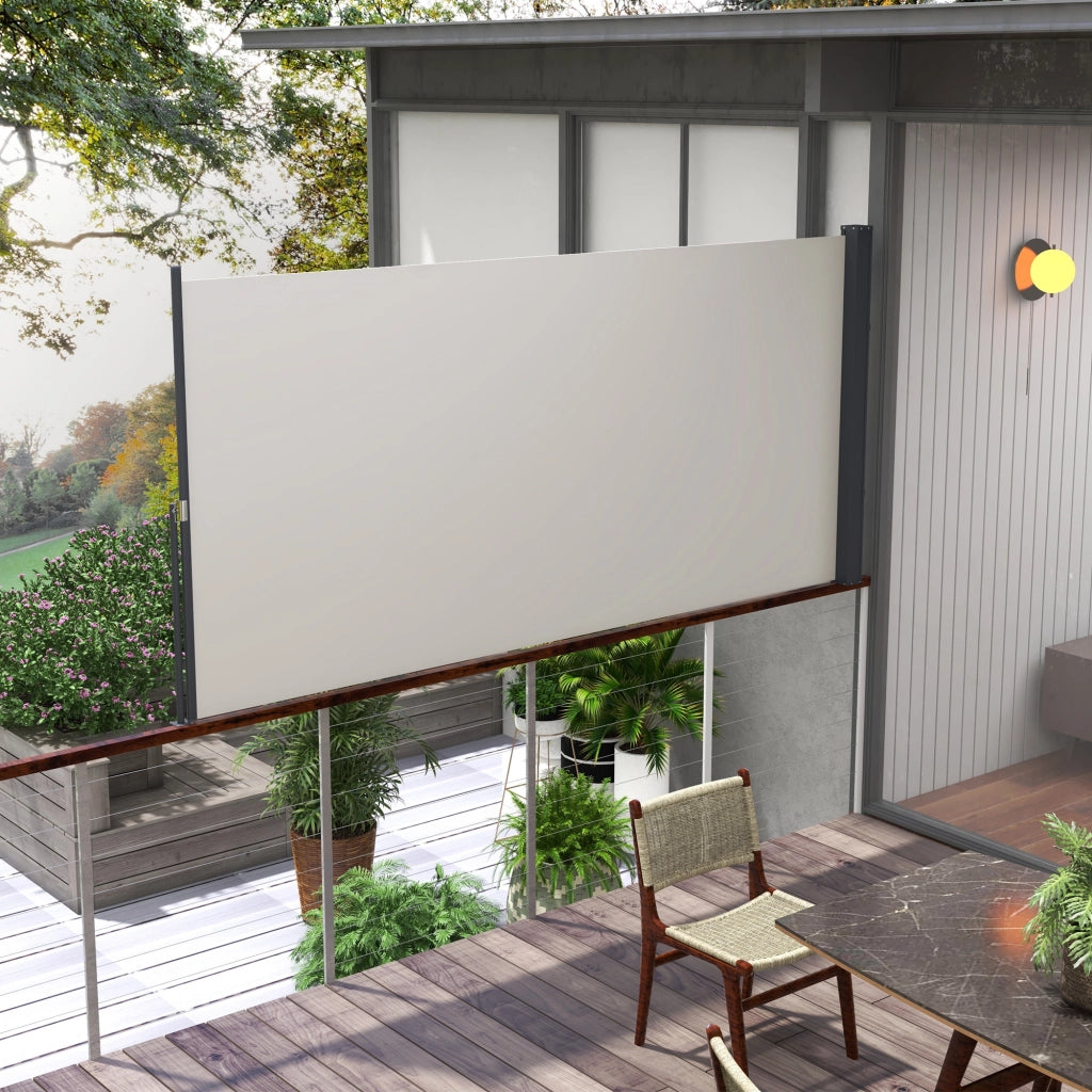 Barriera estensibile a forbice con privacy avvolgibile protezione UV30+ per esterni in poliestere grigio chiaro