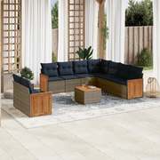 Set Divani da Giardino 10 pz con Cuscini Grigio in Polyrattan 3227790