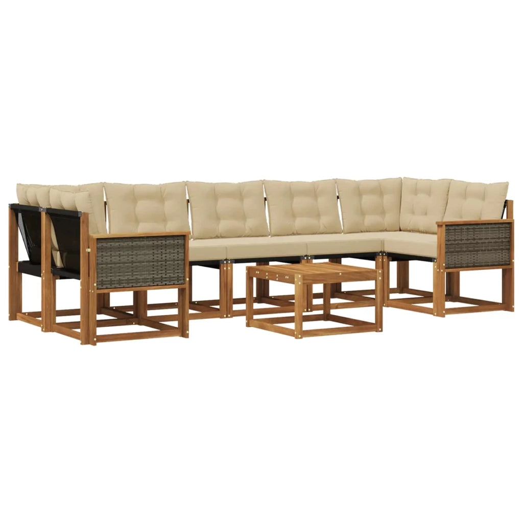 Set di divani da esterno 8 pz Naturale e Beige 3381837