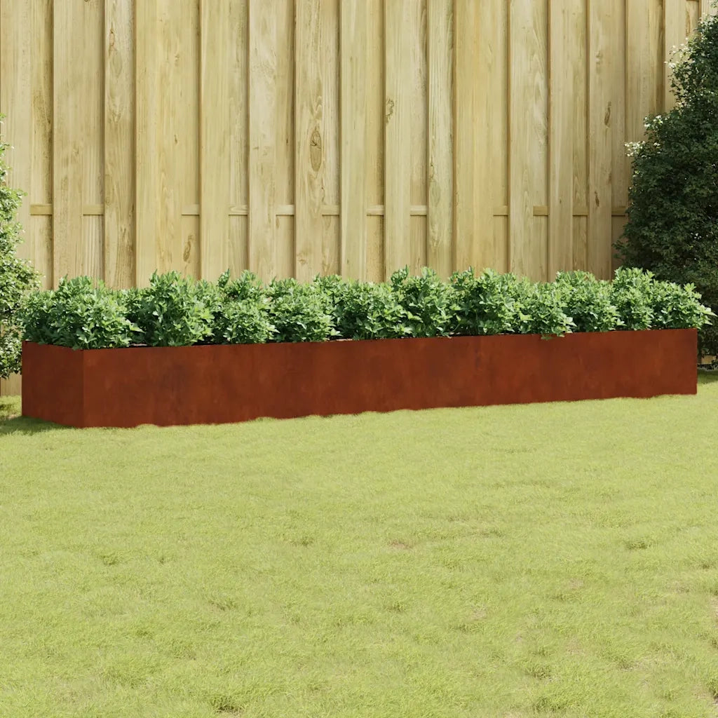 Fioriera Rialzata da Giardino 360x80x40 cm in Acciaio Corten