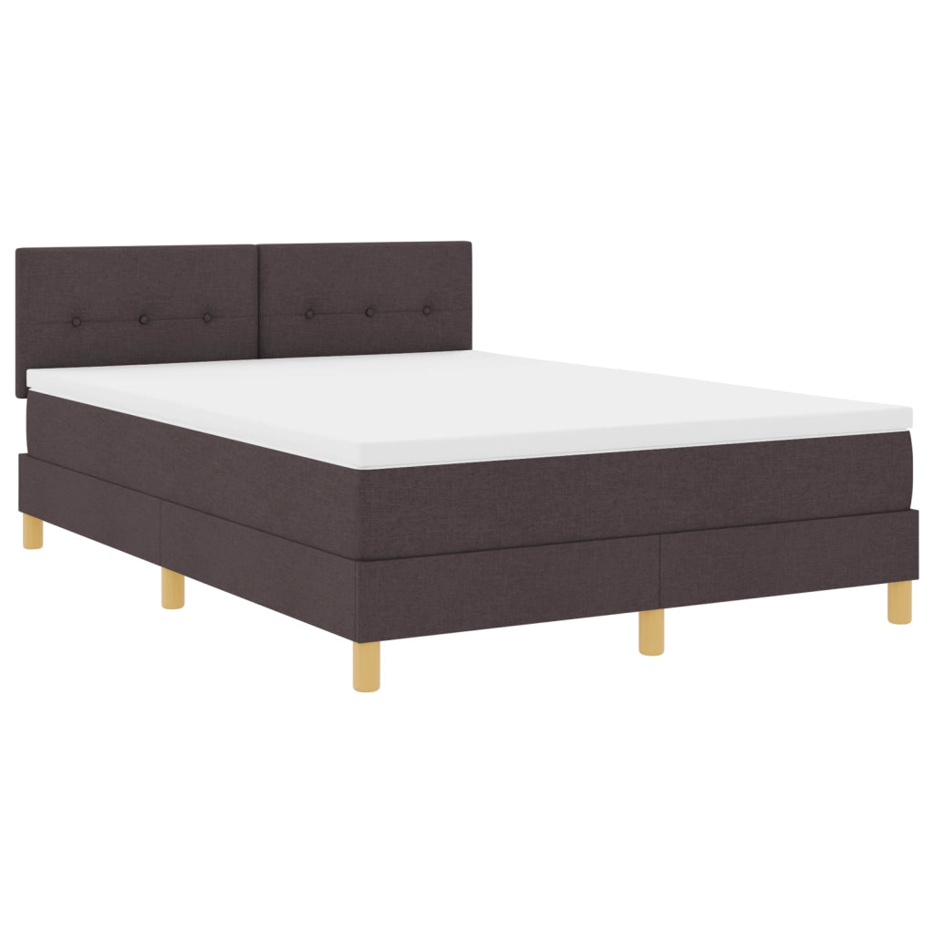 Box Spring Bed con Materasso & LED Marrone Scuro 160x200 cm Tessuto