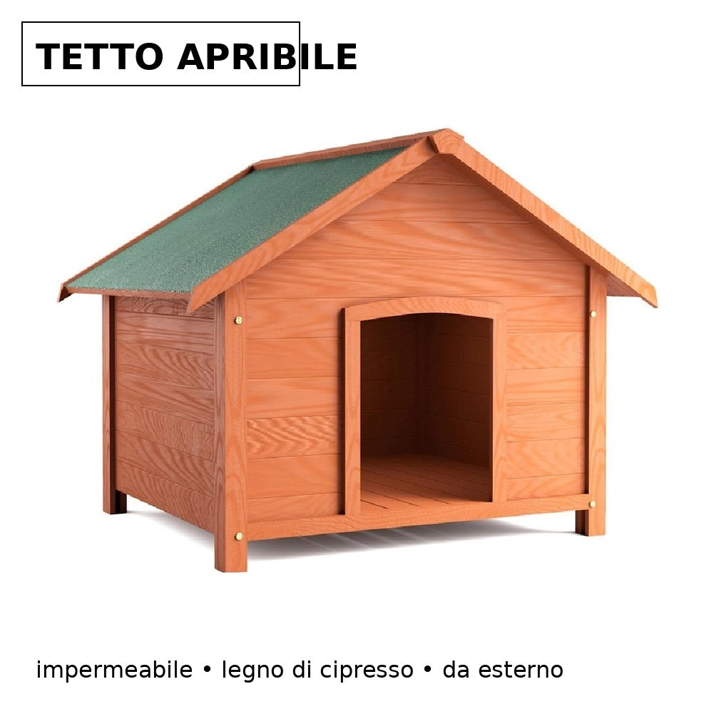 Cuccia per Cani in Legno da Esterno Tetto Apribile Impermeabile 89x84x76cm