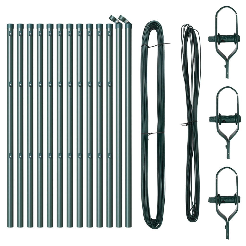 Poste per Recinzione 13 pz Verde Ã˜32 mm 120 cm Acciaio Zincato