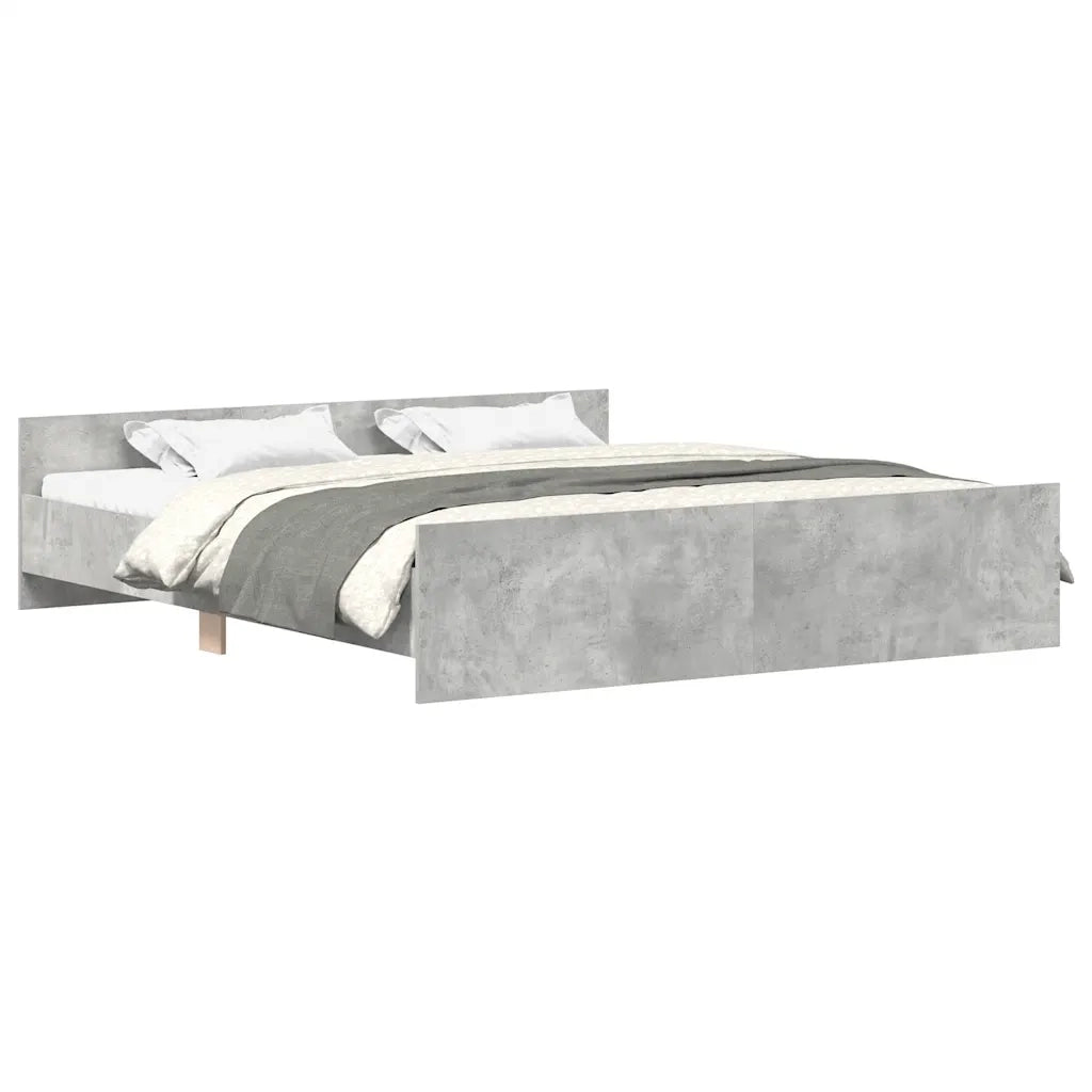 Giroletto con Testiera e Pediera-Struttura Letto Grigio Cemento 160x200 cm