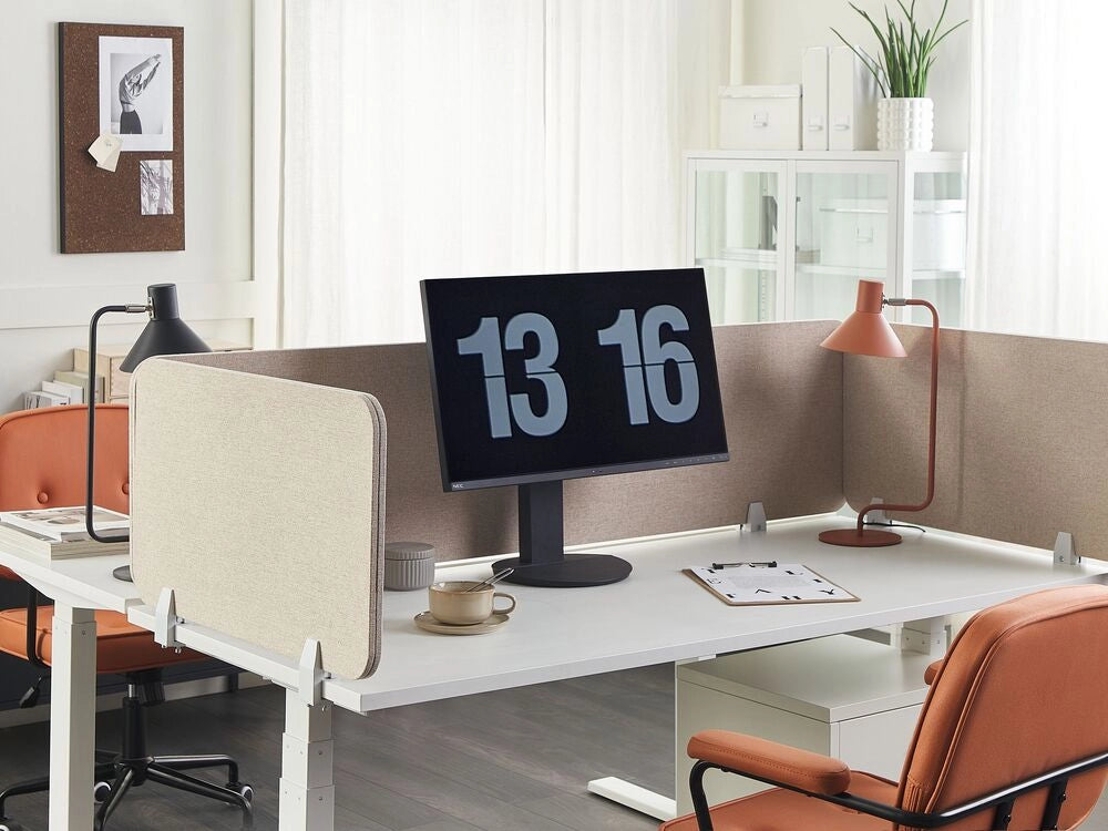 Pannello Divisorio Fonoassorbente per scrivania in PET beige 80 x 40 cm tavolo ufficio