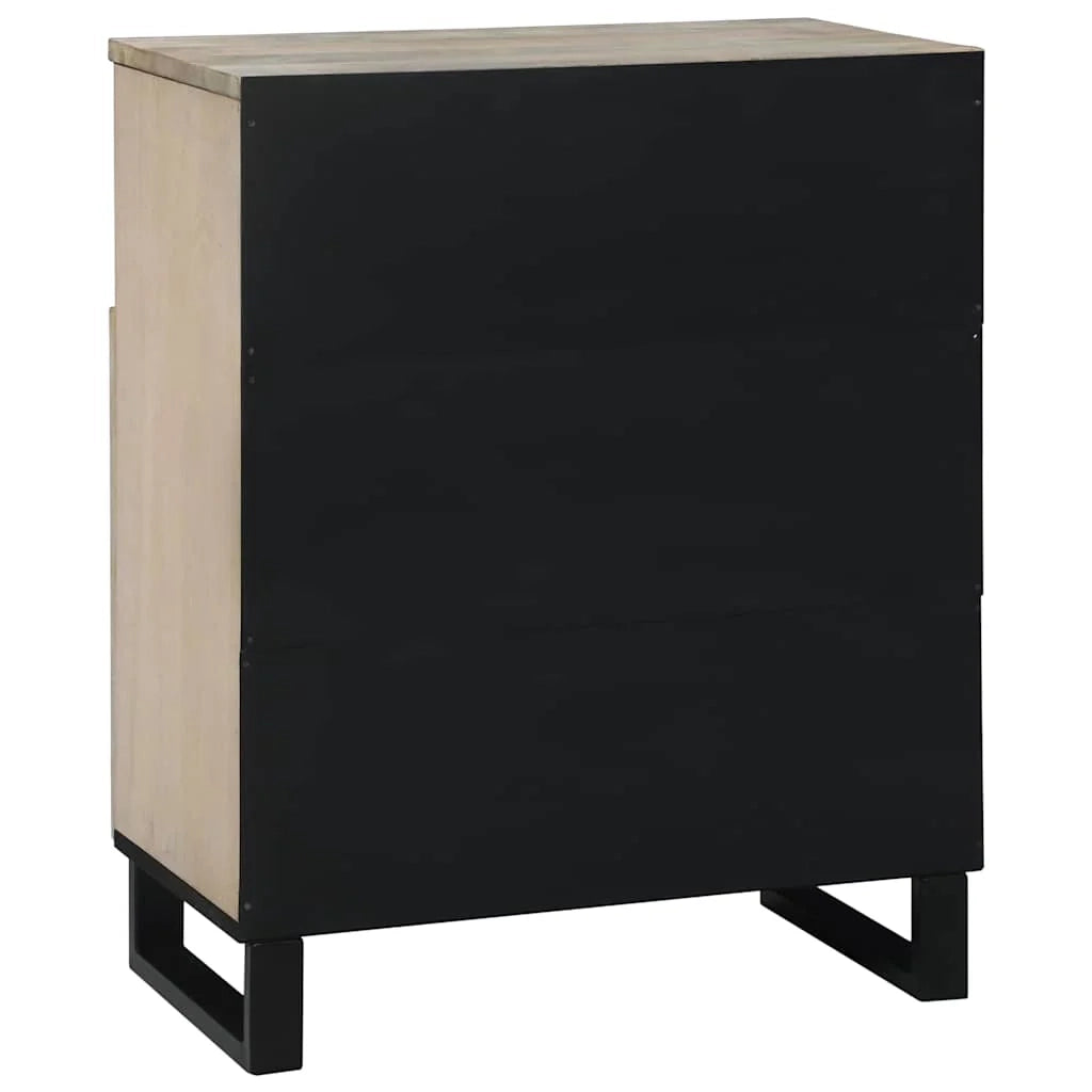 Credenza rettangolare moderna con versatile spazio di archiviazione 60 x 33 x 75 cm realizzata in legno massello di mango nero 02_0057783