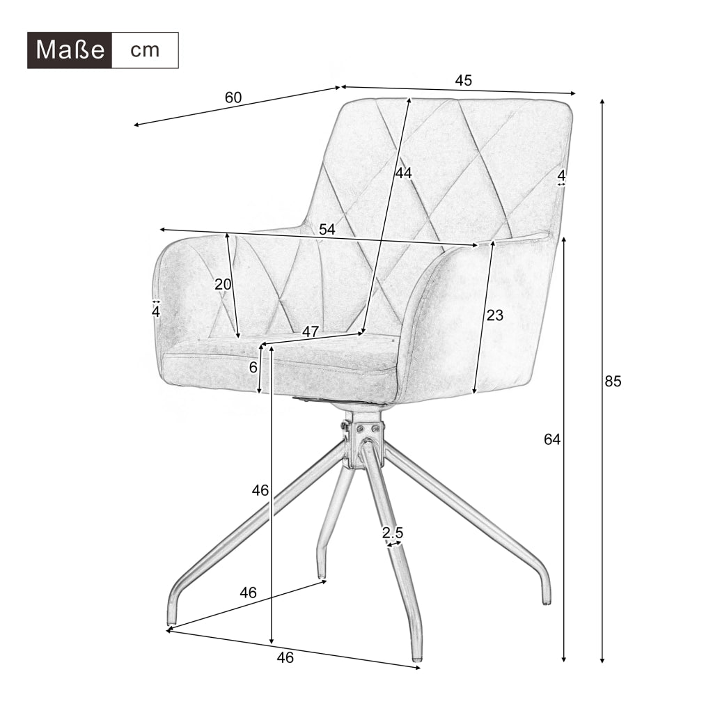 Set 4 Sedie da Pranzo Girevoli Imbottite ¨C MINIMAL ¨C Velluto Antracite, Gambe in Metallo