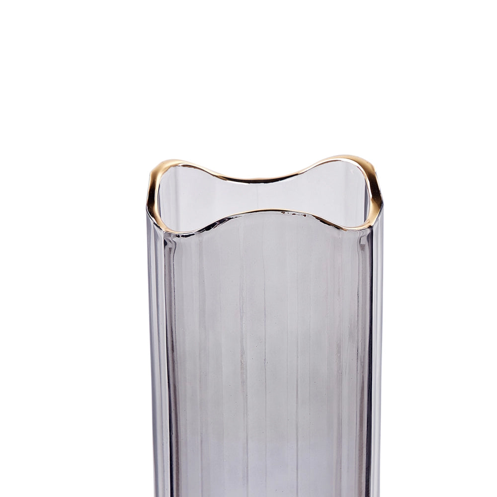 Vaso di vetro di colore grigio dorato 30 cm stile moderno
