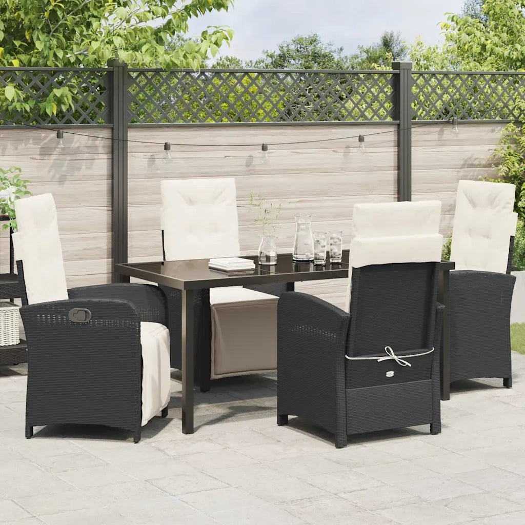 Set da Pranzo per Giardino con cuscino 5 pcs Nero polyrattan 3380305