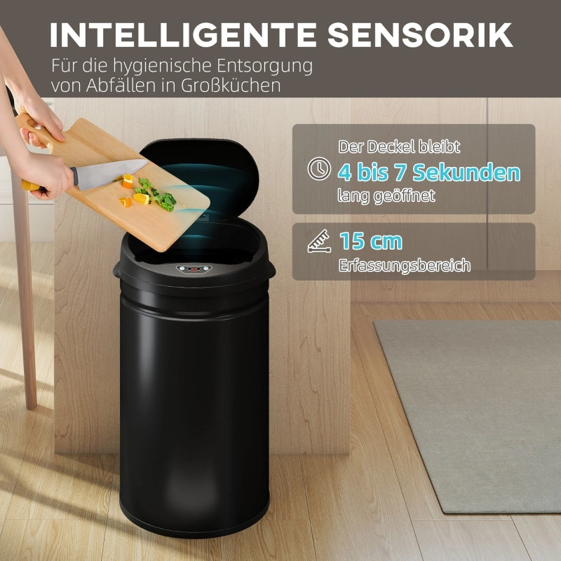 CESTINO SENSOR 30 L IN ACCIAIO NERO