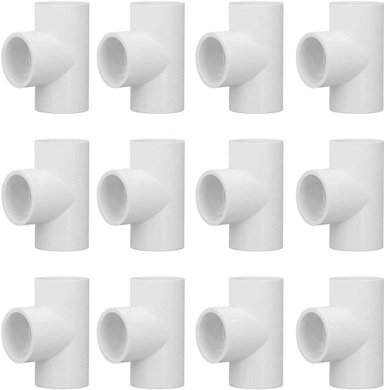 Connettori a T in PVC per tubi - 90° - 12 pezzi - per acqua fredda - ideali per irrigazione