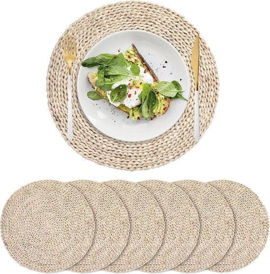 Tavoli placemats in tessuto di cotone - Rotang naturale - 6 pezzi - 35 cm - Per tavola da pranzo o salotto