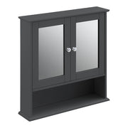 Armadietto Pensile a Bagno con Specchi e Ripiani 58 x 56 x 13 cm Mobiletto a Muro con 2 Ante - Grigio Scuro